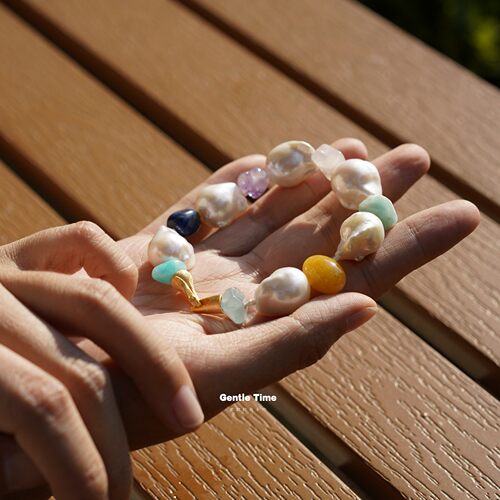 极光巴洛克珍珠天河石海蓝宝手链