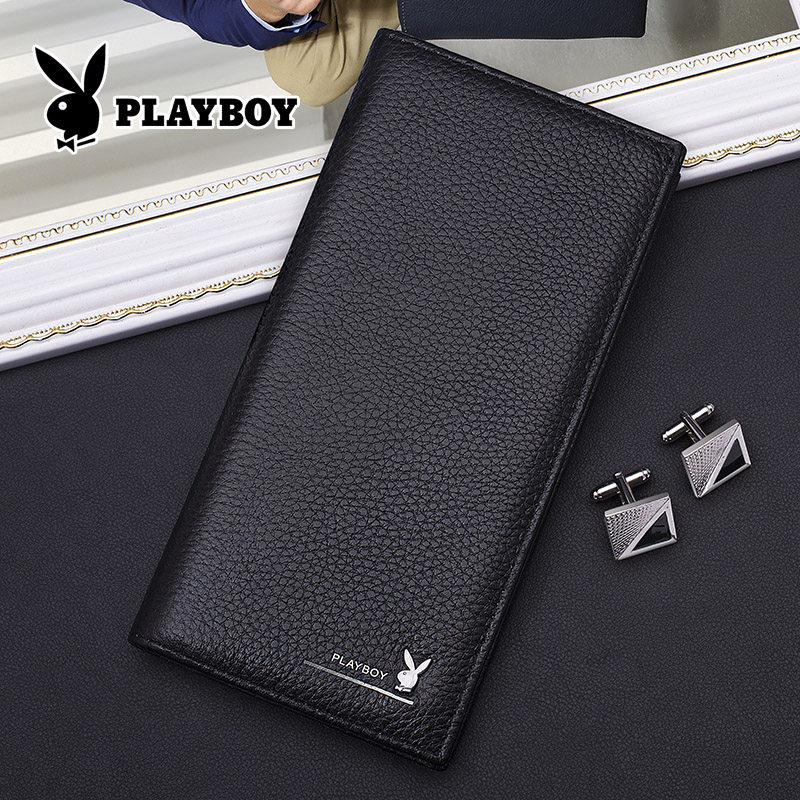 花花公子钱包长款真皮牛皮 2023新款男士定制DIY刻字薄款正品钱夹