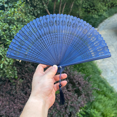 梦忆莲迷你日式手持全竹扇汉服走秀舞蹈旗袍便携折扇女团折小扇子