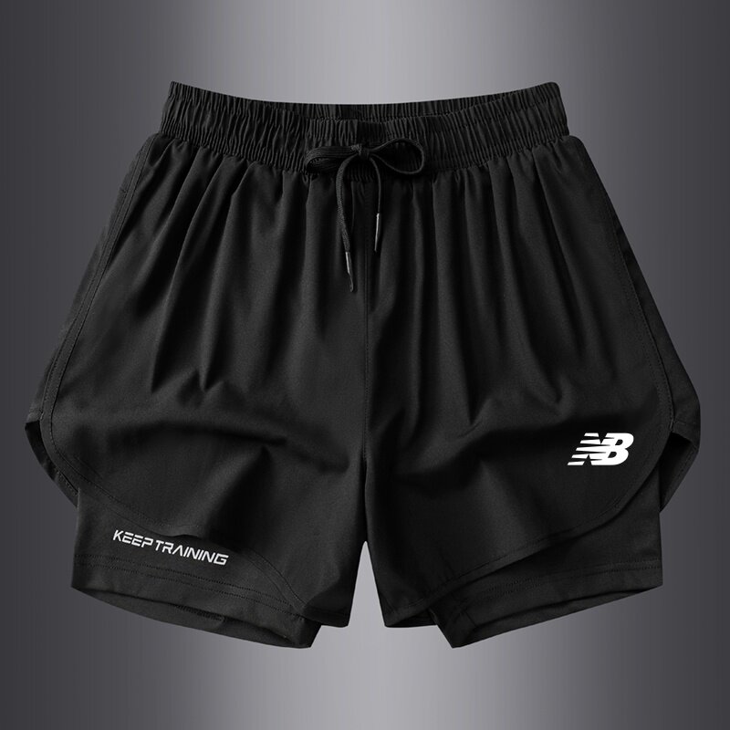 奥莱运动短裤男女冰丝速干薄款透气户外跑步健身训练假两件三分裤