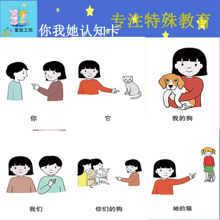 你我他人称代词发育迟缓早教问句理解自闭症康复训练卡片玩具教具