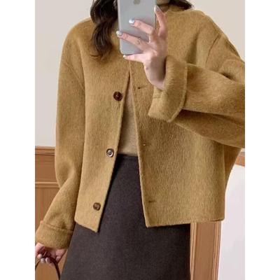 2025反季新款双面羊绒大衣女短款小香风韩版宽松小个子羊毛呢外套