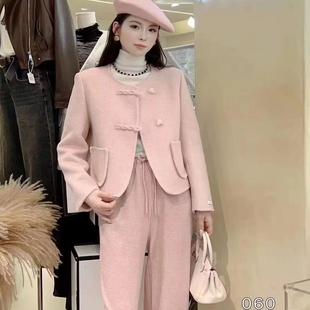 爱心扣双面羊绒大衣女短款小香风羊毛呢外套高级感2025新款韩系冬