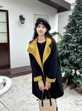 连帽双面羊毛大衣女秋冬新款