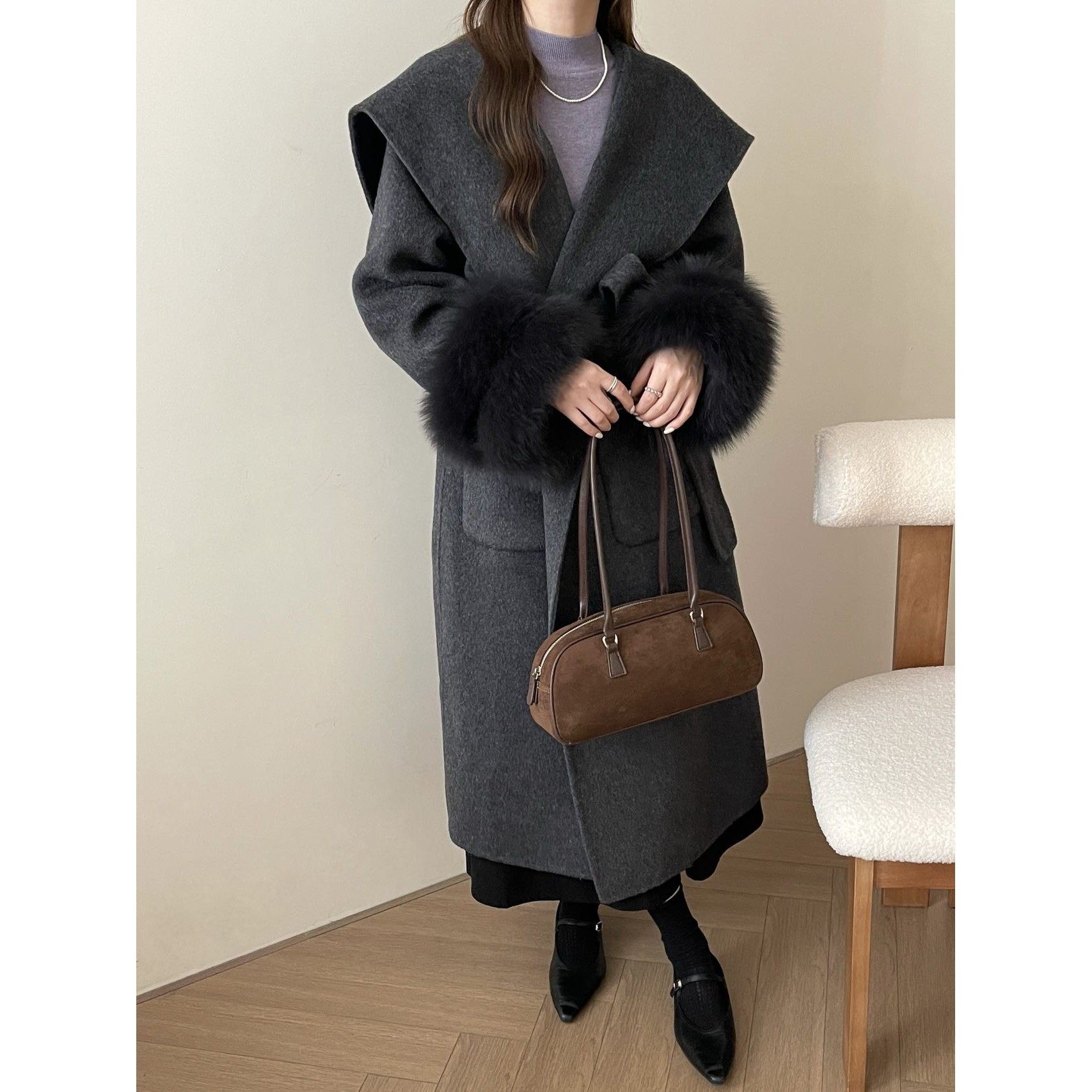 2025秋冬新款双面羊绒大衣女中长款韩版宽松显瘦羊毛呢子外套毛呢