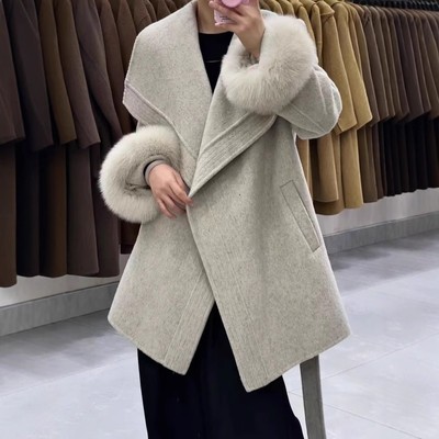 双面羊绒大衣女中长款韩版宽松