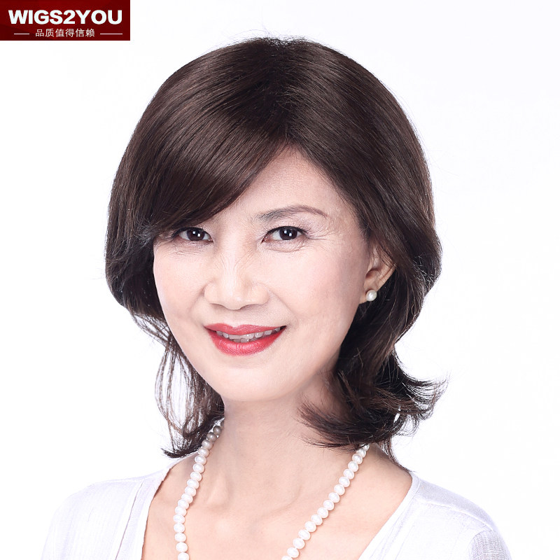 wigs2you时尚全假发套 中老年女真人发套 中长款微卷气质妈妈假发