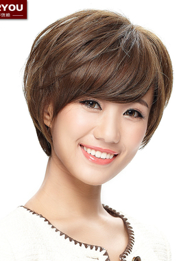 wigs2you假发女士短发直发 帅气刘海短卷发 蓬松逼真假发套仿真发
