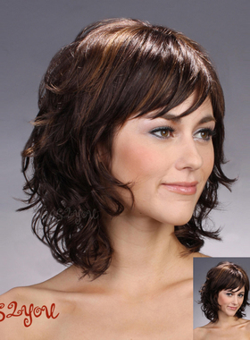 特价Wigs2you短中女士卷发假发 时尚女斜刘海超薄蓬松jiafa包邮