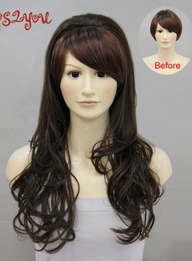 包邮女士半假发 长卷发蓬松大波浪 甜美可爱 增发逼真jiafa半头套