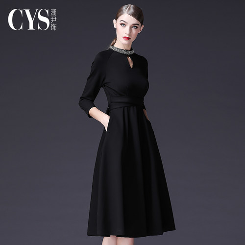 赫本风小黑裙连衣裙礼服裙