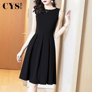 黑色无袖连衣裙2026夏季新款女装赫本风小黑裙收腰显瘦气质背心裙