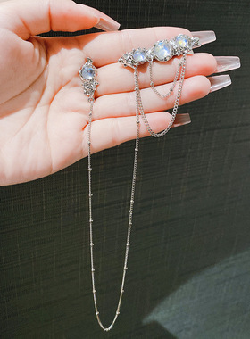 月光石发夹耳环一体式耳钉女小众设计感发卡抓夹发饰2024新款耳饰