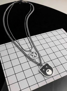 钛钢小熊项链女轻奢小众设计感2021年新品秋冬嘻哈风毛衣链锁骨链