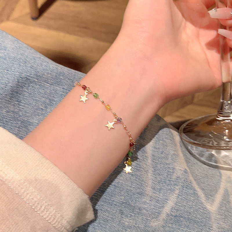 彩色串珠星星手链女甜美百搭多巴胺时尚手环高级感轻奢手饰品