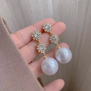 轻奢大气巴洛克花朵珍珠流苏耳环女法式高级感潮复古耳钉耳饰