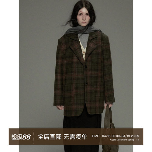 CycleDocument复古格纹羊毛西装