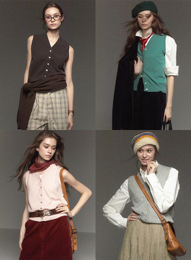 CycleDocument  100%纯羊毛 /知识分子风基础款V领开衫针织马甲女