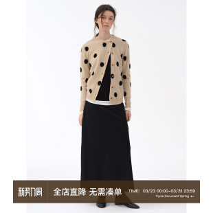 斜门禁设计波点针织开衫 100%美利奴羊毛 毛衣女 Document Cycle