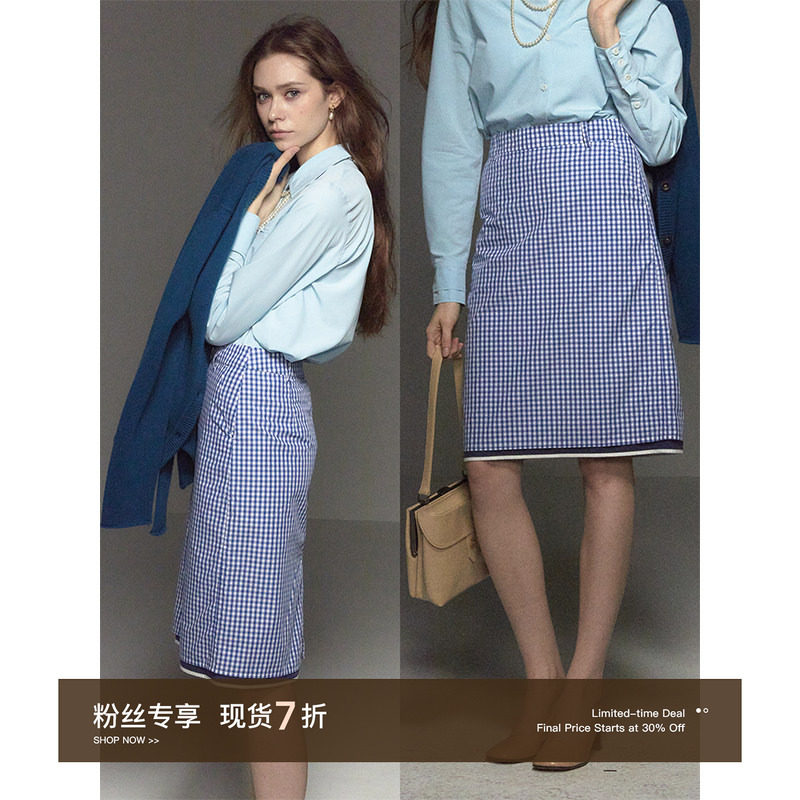 CycleDocument 天丝棉混纺/双层结构设计/直筒开叉格纹半身裙女,女装/女士精品,半身裙,淘宝优惠券,粉丝福利购,淘宝优惠卷