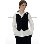 马甲女通勤风无袖 Cycle 收腰V领西装 黑色短款 叠穿马夹 Document