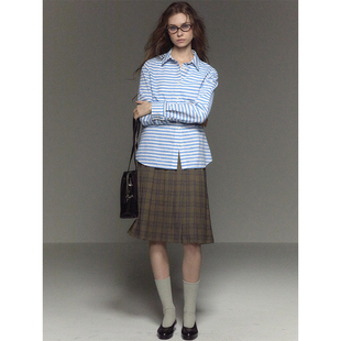 衬衫 CycleDocument 型显瘦棉麻长袖 横条纹基础小版 女透气亲肤 经典