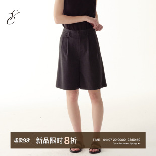 短裤 Cycle Document 极简通勤风复古高腰西装 女休闲阔腿五分中裤