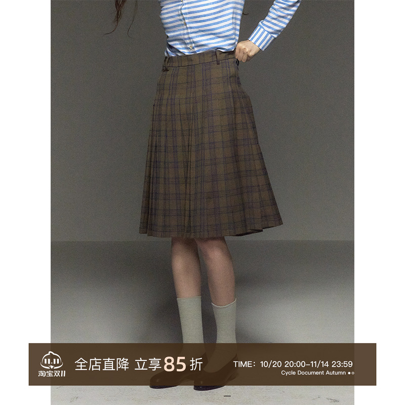 CycleDocument复古格纹半身裙