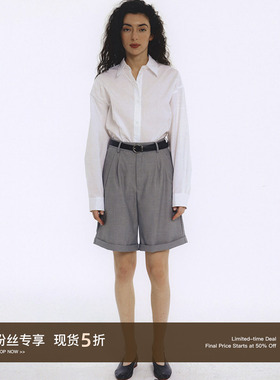 Cycle Document高级感通勤卷边垂感西装短裤直筒高腰休闲五分中裤