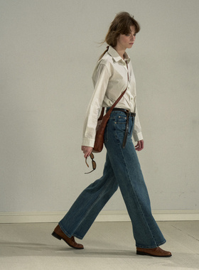 Cycle Document 蓝白竖条纹长袖衬衫女早秋通勤简约百搭正肩衬衣