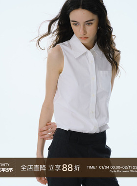 Cycle Document 舒适天丝棉極简衬衣显瘦上衣无袖背心衬衫女夏