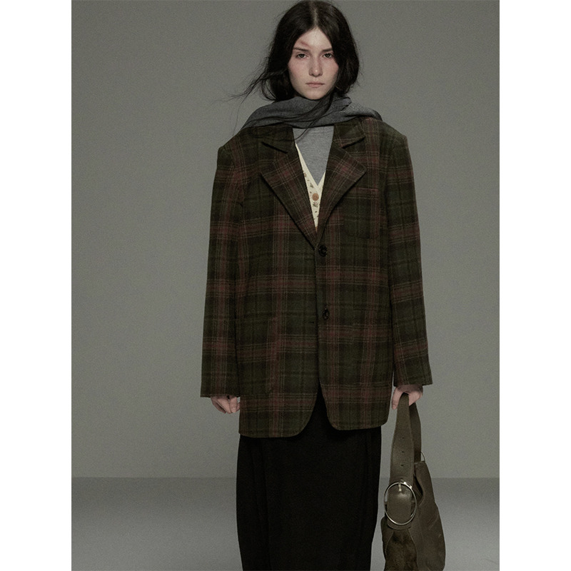 CycleDocument复古格纹羊毛西装