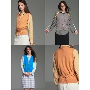 三色基础小口袋V领开衫 100%纯羊毛 针织马甲女 Document Cycle