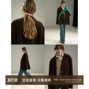 外套女 平驳领灯芯绒慵懒感宽松廓形通勤西装 CycleDocument 经典