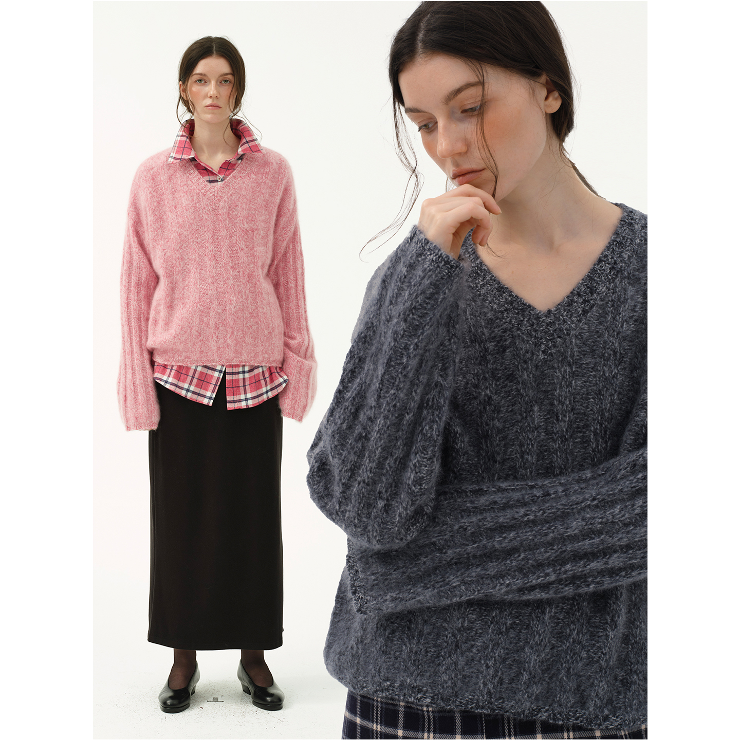 CycleDocument绞花V领套头毛衣