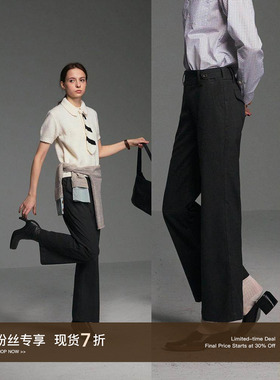 Cycle Document可调节腰头设计 /低腰垂感烟管微喇西装裤女阔腿裤
