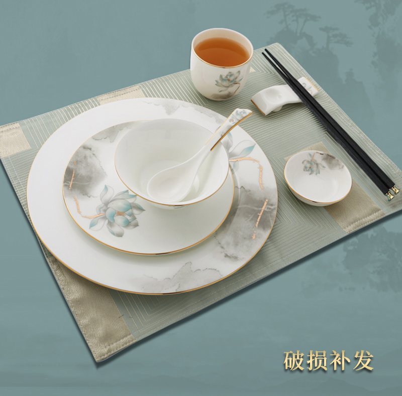家用荷花餐具会所轻奢送礼碗碟