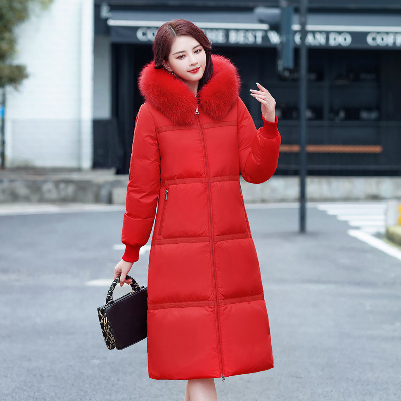 圣羽博雅中年妈妈装过膝长款羽绒服女加厚新款冬季外套