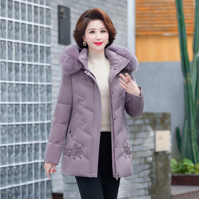 圣羽博雅妈妈装中老年中长款短款羽绒服女加厚新款冬季外套奶奶服