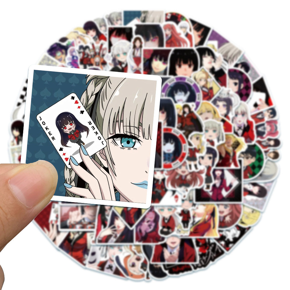 100张kakegurui anime狂赌之渊笔记本电脑贴纸头盔手机壳防水贴画