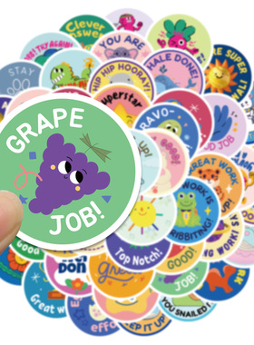 50张good job老师奖励儿童贴画行李箱手机电脑头盔欧美英文贴画