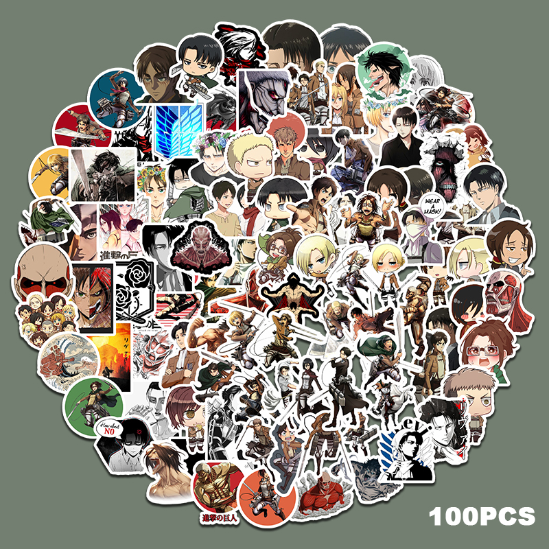 100张 Attack on Titan sticker进击的巨人手机壳贴纸笔记本电脑