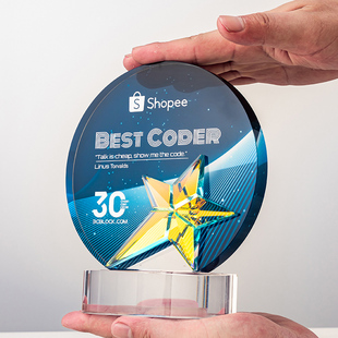 炫彩水晶奖杯定制高档合伙人授权牌周年庆高尔夫比赛年会颁奖纪念