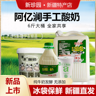 新疆伊犁特产阿亿澜手工酸奶大桶罐装原味低温酸奶全脂风味菌牧元