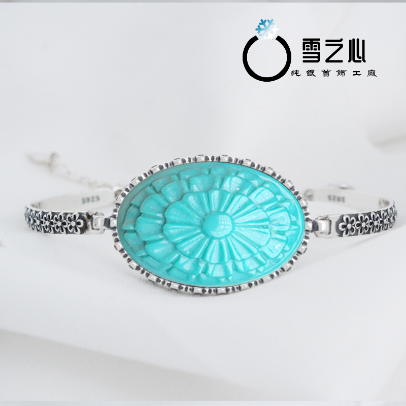 空托纯银手链雪之心925纯银复古图片