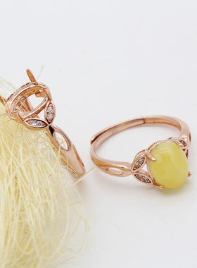 不退色镶嵌玫瑰戒指空托