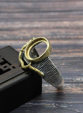 纯银夸张风情侣戒指托镶嵌绿松石