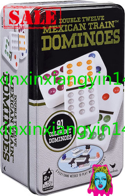 Double Twelve Mexican Train Dominoes in Storage Tin