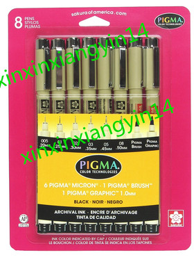 预 Sakura Pigma 30067 Micron Blister Card Ink Pen Set, Black