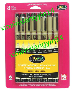 预 Sakura Pigma 30067 Micron Blister Card Ink Pen Set, Black